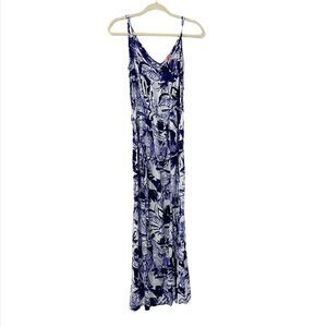 Eight Sixty Blue and White Floral Lightweight Floor Length Dress Size S